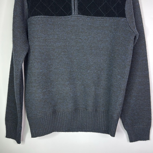 Scott James Fleece Lined 1/4 Zip Gray Sweater Size Medium - Picture 3 of 9